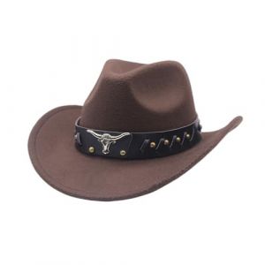 G&eacute;n&eacute;rique Chapeau de Cowboy pour Homme et Femme Classique Western Chapeau Fedora &agrave; Large Bord Cowboy Chapeaux Le Rancher Western Chapeaux en Feutre Costume de Cowgirl (DSxnaPLQ, neuf)