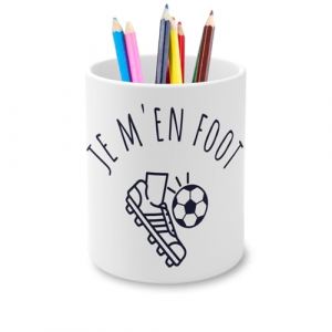 Fabulous Pot &agrave; Crayon en C&eacute;ramique - Je m'en Foot Sport Football Ballon Team - 325 ml (FabulousBOUTIK, neuf)