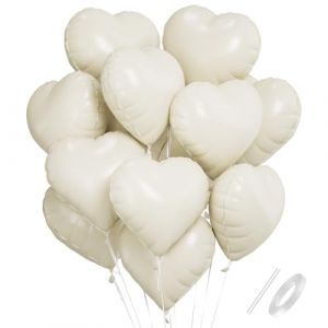 Ballon Coeur Crème, 18 Inch Ballon Mariage Forme de Coeur, Ballons de Fleuret Coeur, Ballon Coeur Blanc Crème Hélium Décoration pour Anniversaire, Douche de bébé, Mariage, Valentine Décoration (shuokang, neuf)