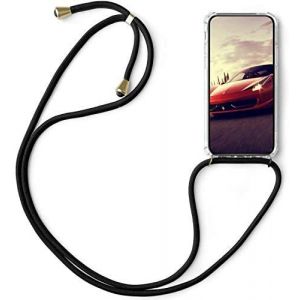 SNCLET pour ZTE Blade A71 Coque Transparent Housse pour ZTE Blade A71 Coque Silicone Bumper Etui Lani&egrave;re avec Cordon R&eacute;glable Longueur Cha&icirc;ne Etui avec Lanyard Necklace Case pour ZTE Blade A71,Noir (ShinyCase, neuf)