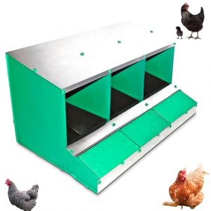 IKLOB® Pondoir à Poule Vert 3 Compartiments – pour la Ponte de 12 à 14 Poules – Nid de Ponte spacieux avec Trois Grandes Ouvertures – Idéal pour poulailler et récupération des œufs (iklob, neuf)