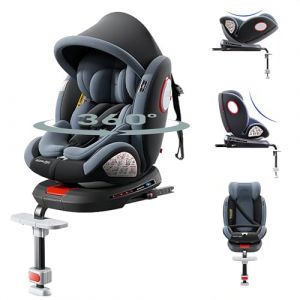 Aveainelle Si&egrave;ge Auto Pivotant &Agrave; 360&deg; avec Appui-T&ecirc;te R&eacute;glable, Si&egrave;ge Auto B&eacute;b&eacute; Multifonctions, Housse de Si&egrave;ge Amovible, Capote et Repose-Pieds (Grey-High Version) (Cute baby products, neuf)