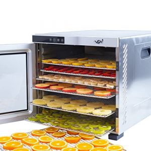 Vita5 Deshydrateur Alimentaire avec 10 Plateaux en Inox - Déshydrateur avec Minuterie 24h et Température 35-75 °C - Deshydrateur Viande, Fruits, Champignons - 1000W Déshydrateur Alimentaire Inox (VITA5, neuf)