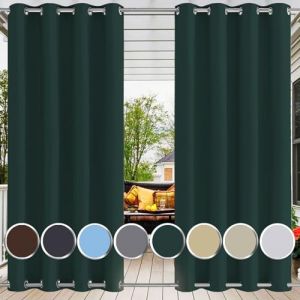 Ufamiluk Rideau pour pergola extérieur imperméable Isolation Thermique Anti Chaleur Blocage Rideau Impermeable Exterieur pour Exterieur terrasse Jardin Maison Vert 250x300cm (BxH 1 pièce) (Happyhome88, neuf)