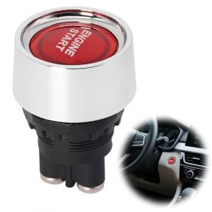 1PC Bouton Poussoir 12V, Bouton de Démarrage du Moteur de Voiture DC 12V 50A, Interrupteur D'allumage à Démarrage par Pression, Interrupteur Poussoir pour Voiture Camion Bateau (Rouge) (FuQuSheng, neuf)