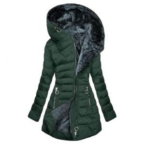 Manteaux Duvet Femme Doudoune élégant Longue Manteau Zippé épais Chaud Pas Cher Parka Blouson Veste Chaud épais Long Fourrure Veste Chaud Hiver avec Capuche Fourrure Grande Taille Duvet en Coton (⭐⭐⭐⭐⭐WUSENTOF, neuf)