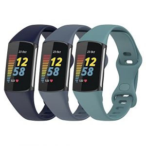 Gheper Lot de 3 bracelets Slim Fit compatibles avec Fitbit Charge 6/Charge 5 Smartwatch Bracelet en silicone souple de remplacement Sport Bracelet pour femme homme (Gheper-FR, neuf)
