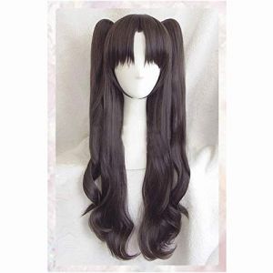 GUANBBD Tohsaka Rin Cosplay Perruque Destinée Grand Order / Fate Stay Night Cheveux synthétiques ondulés Anime Fate Grand Order Cosplay Perruque + bonnet de perruque 61 cm Noir (GUANBAIJI1982, neuf)