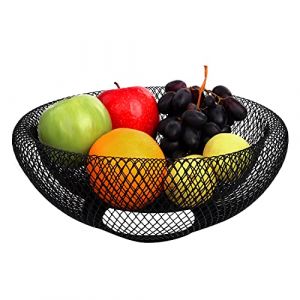 BELLE VOUS Corbeille a Fruit en M&eacute;tal Noir - 24 cm - Corbeille Fruit D&eacute;coratif pour Fruits, L&eacute;gumes et Pain - pour la Cuisine, la Maison, Les Centres de Table et Les Comptoirs (Tinyyo Europe, neuf)