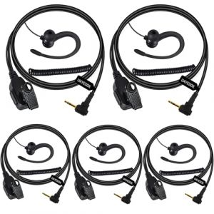 UAYESOK Lot de 2 &eacute;couteurs Talkie-Walkie 1 Broche Prise Jack 2,5 mm en Forme de G, S&eacute;curit&eacute; Radio 2 Oreillette avec Microphone PTT pour Motorola Talkabout TLKR T92 H20 T60 T80 T82 XT180 （5 pi&egrave;ces） (UAYESOK-Direct(UK&EU), neuf)
