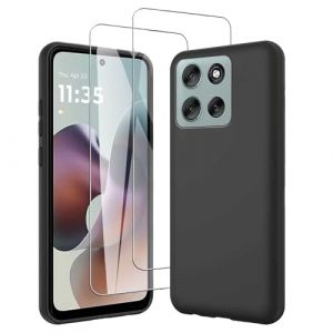 JDXHFF Coque Compatible avec Motorola Moto G56 5G (6.72") Noir Housse et 2 x Verre tremp&eacute; &eacute;cran Film Protecteur - &Eacute;tui Souple Silicone TPU Case Cover Black (LIUHELIN, neuf)