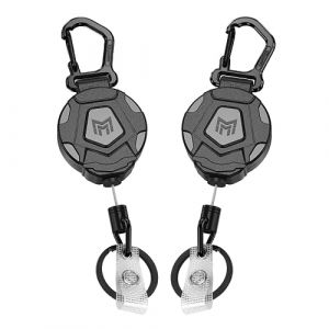MNGARISTA Lot de 2 porte-cl&eacute;s r&eacute;tractables, porte-badge mousqueton robuste, bobine de badge d'identification tactique avec cordon r&eacute;tractable en acier de 31 pouces, 8 oz (Baystone, occasion)