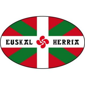 Autocollant Drapeau Basque Euskal Herria sticker ovale - Taille : 4 cm (Giroud Garampon, neuf)