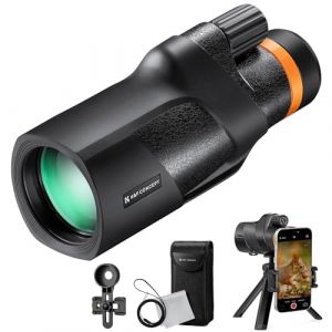 K&F Concept 12X50 HD Telescope Monoculaire IP68 Étanchéité avec Clip Téléphone et Trépied BAK4 Prisme Revêtement Vert Téléscope avec Interface Trépied pour Observation Oiseaux, Chasse, Randonnée (K&F Concept-FR, neuf)