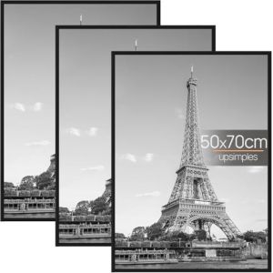 upsimples Lot de 3 Cadre 50 x 70 cm, Cadre Photo 50x70 Noir, pour Galerie de Photos, Bande D'insertion, Montage Mural Horizontal ou Vertical (YiHong Vision, neuf)