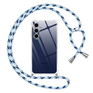 Pnakqil Coque pour Samsung Galaxy S25 FE avec Cordon, Transparente Silicone Housse avec R&eacute;glable de Collier Anti-Chute Etui pour Samsung S25 FE, &Egrave;tuis &agrave; Bandouli&egrave;re 6.7", Bleu (CONNECT EAGLE, neuf)