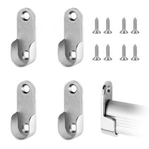 4 Pi&egrave;ces Support de Tube d'armoire Penderie pour Barre Ovale Tringle Cintre Fixation Support de Barre de Penderie en M&eacute;tal Fixation Murale (zhongshanshishihaodianzishangwuyouxiangongsi, neuf)