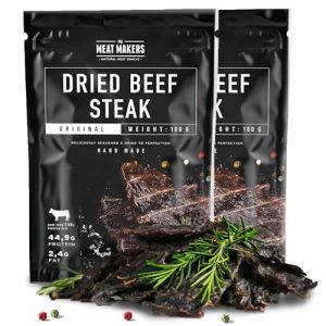 The Meat Makers Original Dried Beef Jerky Steak 200g - viande s&eacute;ch&eacute;e de b&oelig;uf s&eacute;ch&eacute; original steak s&eacute;ch&eacute; de b&oelig;uf s&eacute;ch&eacute; pour les personnes collation &agrave; la viande s&eacute;ch&eacute;e (Comfort_Care2, neuf)