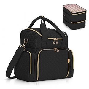 Luxja Sac pour Rangement Vernis à Ongle pour 48 Bouteilles et Une Lampe à Ongles, Étui pour Vernis à Ongles avec 2 Sacs Amovibles, Rangement Vernis a Ongle (Sac Seulement), Noir (SILIDE EU, neuf)