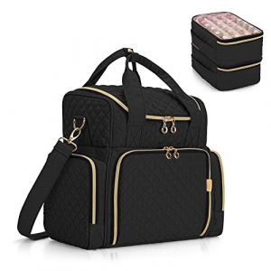 Luxja Sac pour Rangement Vernis à Ongle pour 48 Bouteilles et Une Lampe à Ongles, Étui pour Vernis à Ongles avec 2 Sacs Amovibles, Rangement Vernis a Ongle (Sac Seulement), Noir (Luxja, neuf)