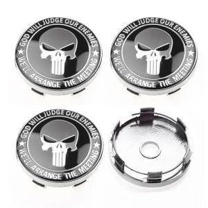 JINJUMEI 4 Pièces Cache-Moyeux Le Crâne, Capuchon de Centre de Roue Enjoliveurs de Roué Voiture 60mm Voiture Cache Moyeux Cache Moyeux Jante Universel Cache-Moyeux pour Cache-Moyeu,Centre De Roue (FALII, neuf)