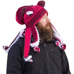 Bprtcra Bonnet tricoté à la main pour adulte unisexe drôle dessin animé pieuvre tentacules yeux chapeau cosplay accessoires de fête (pointe F) (Five video game, neuf)