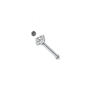 AceFun 20G Titan piercing nez argent 1 Shaped G23 Titane Piercing nez droit Bijoux pour femmes hommes Argent Zircon cubique Diamant 3mm (Piercing Jewelry, neuf)