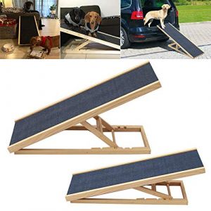 Bois Massif Rampe pour Animal Domestique - &Eacute;chelle de Voiture - &Eacute;chelle de s&eacute;curit&eacute; pour Animaux domestiques - Rampe en Bois pour acc&egrave;s &agrave; la Surface de l'escalier - &Eacute;chelle Multifonction pour Voiture (HouseParadise, neuf)