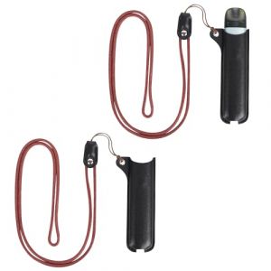 Linkidea Lot de 2 étuis de protection en cuir végétalien avec lanière pour cigarette électronique, porte-stylo anti-perte, compatible avec les appareils Vuse Alto, J-U-UL, R-E-LX, MO-TI, YO-OZ (noir) (LinkideaEU, neuf)