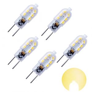 Lot de 5 ampoules LED G6.35 3W AC/DC 12V Blanc chaud 3000K GY6.35 YW Ampoule à 360 degrés Culot à broches comme ampoule de 30W pour lampe de bureau Éclairage de paysage (5 pièces, non dimmable) (Y.Wineu, neuf)