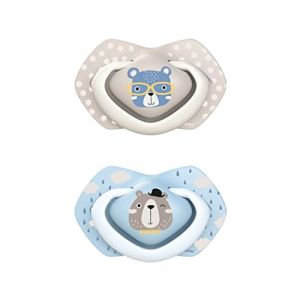 Canpol babies Biberonen silicone Bonjour Paris, Lot de 2 tétines symétriques, Bleu 0-6 mois (AR First Aid, neuf)