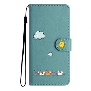 FALUWONRU Coque pour iPhone 7 Plus/8 Plus,Chat Mignon et coloré Housse de Protection Etui à Pochette de Portefeuille Rabat en Cuir PU【Fermeture Magnétique】【Boîtier avec Support】,Vert (Norn, neuf)