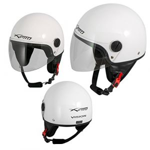 A-pro Casque Moto Scooter Vespa Jet Visiere Longue Approuv&eacute; ECE 22 blanc L (sonicmoto, neuf)