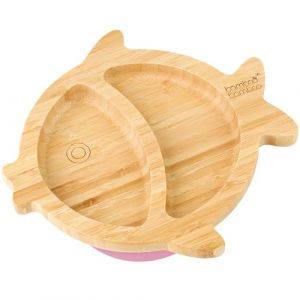 bamboo bamboo Assiette Bébé et Enfant pour Repas et Sevrage, Plat Poisson en Bamboo avec Ventouse Sécurisée dès 6 Mois (Poisson, Rose) (bamboo bamboo, neuf)