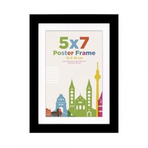 Cadre photo 17,8 x 12,7 cm avec passe-partout 15,2 x 10,2 cm, Cadres en bois de 13 x 18 cm avec verre acrylique transparent pour montage sur table et mural, Parfait pour portrait, maison, bureau, Noir (Egofine store, neuf)