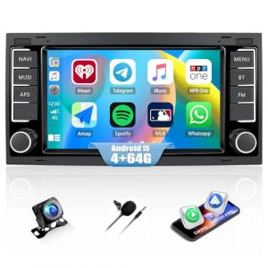 [8-Core 4+64G] CAMECHO Android 15 Autoradio pour VW Touareg Transporter T5 Multivan 2004-2011, DSP Carplay sans Fil, 7" Ecran Tactile Bluetooth Radio avec WiFi GPS FM/RDS Mirror Link+Cam&eacute;ra de recul (Icamecho, neuf)