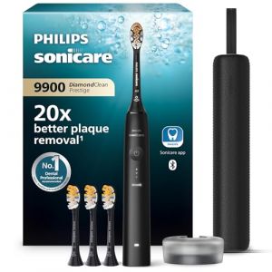 Philips Sonicare - Brosse &agrave; dents &eacute;lectrique DiamondClean 9900 Prestige avec technologie SenseIQ et application, 5 modes de brossage, &eacute;tui de voyage avec chargeur, noir, mod&egrave;le HX9992/43 (G&uuml;terschmiede, neuf)