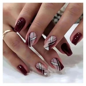 Faux Ongles Lot de 24 faux ongles courts carr&eacute;s &agrave; motif floral violet d&eacute;grad&eacute;, couverture compl&egrave;te, capsules d&eacute;tachables coller(04) (chenzhiying5188, neuf)