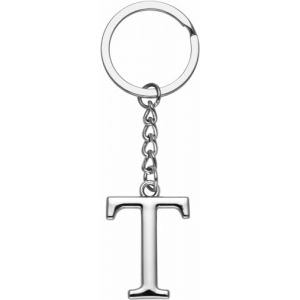 LUODAN Cadeau Femme Homme Porte-cl&eacute;s, Argent A-Z 26 lettre initiale pendentif porte-cl&eacute;s-Cadeaux S&oelig;urs Amiti&eacute; Coll&egrave;gue Papa Marraine Parrain id&eacute;es Cadeaux Meilleur Ami Anniversaire (T) (hangzhoujiaranzhuangshicailiaoyouxiangongsi, neuf)