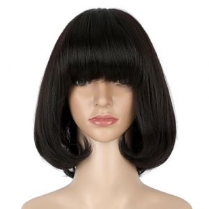 Perruque Avec Frange Perruque de cheveux, cheveux courts boucl&eacute;s jusqu'aux &eacute;paules, perruque for femme, perruque pleine t&ecirc;te &agrave; la mode Perruque Femme Cheveux Humains (yingyingyy, neuf)
