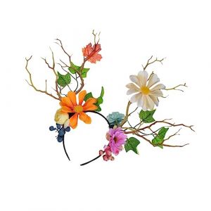 DEARMAMY 1 Pièce Bandeau Groupe Ramure Cerceau De Cheveux Floral Accessoires De Photographie Cerceau De Cheveux Cosplay Casque De Noël Cerceau De Cheveux Bois Colorful Plastique (Liiane, neuf)