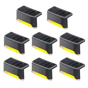 jindaaudio Lot de 8 lampes solaires imperméables pour escaliers LED Blanc chaud Pour escaliers, chemins, balises, éclairage LED pour escaliers, terrasse extérieure (Jinda Audio, neuf)