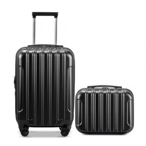LEADZM Set de 2 Valises de Voyage avec Vanity Case, Valise Grande Taille, Valise Cabine, Set de Bagage pour Voyage, ABS+PC avec roulettes Pivotantes 360&deg;, Design d&eacute;grad&eacute; - Noir (VICTOPV, neuf)
