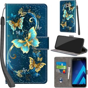 Coque pour Samsung Galaxy A5 2017 Cover [Housse en Cuir PU Premium] [Etui &agrave; Rabat] [Pochette de Portefeuille], &Eacute;tui de Protection pour Samsung A5 2017,Papillon Vert (TYLP BUSINESS, neuf)