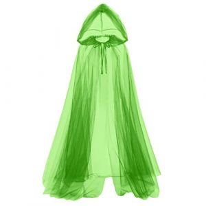 GRACEART Cape &agrave; capuche m&eacute;di&eacute;vale en tulle pour femme - Longue cape &agrave; capuche pour cosplay, vampire vintage, horreur, mari&eacute;e, Vert, taille unique (GRACEART Shop, neuf)