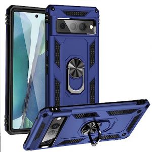 FETRIM Coque pour Google Pixel 7 Pro, &Eacute;tui Antichoc Cover Anti Housse avec Bague Rotatif Support pour Google Pixel 7 Pro Bleu Marin (TaiDeLuanTech, neuf)