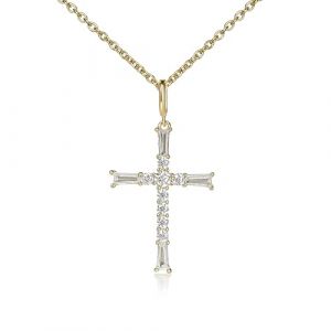 namana Collier Pendentif en Croix en Argent Sterling 925, Collier Croix Chretienne Femme serti de Pierres en Argent Sterling 925, (Design 6) (Anakao, neuf)