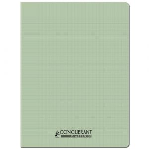 CONQUERANT Cahier conqu&eacute;rant polypro agraf&eacute; 24x32 cm 96P 90G grands carreaux vert tendre (takitizi, neuf)
