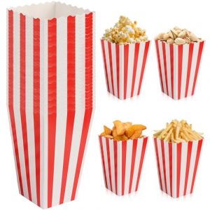 Lot de 100 sachets &agrave; pop-corn : bo&icirc;tes &agrave; pop-corn, sacs en carton r&eacute;utilisables, sacs en papier de f&ecirc;te, petits sacs &agrave; pop-corn, bo&icirc;te &agrave; go&ucirc;ter pour soir&eacute;e cin&eacute;ma, f&ecirc;te d'anniversaire, No&euml;l (rouge) (ANDRECHR, neuf)