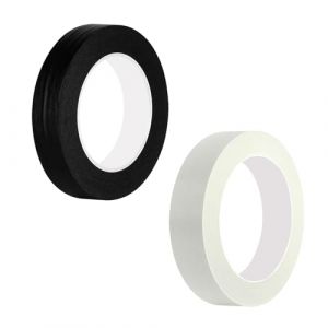 Ctyjia Lot de 2 Rouleaux de Ruban de Masquage, 10 mm x 50 m Ruban Décorateurs, Ruban de Peinture pour Peinture, Artisanat et Bricolage, Blanc et Noir (Ctixi-eu, neuf)